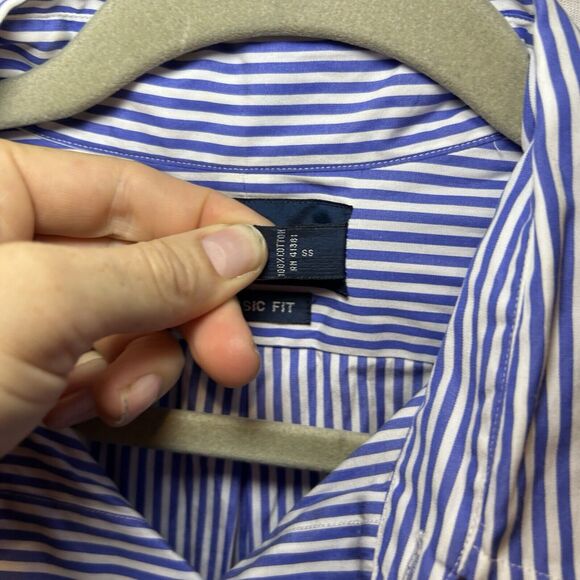 Ralph Lauren Mens White Blue Stripes Classic Fit Button Up Size 16.5/L Pinkpony - Picture 3 of 8
